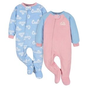 Gerber 2-Pack Baby & Toddler Girls Love Fleece Pajamas New Size 6-9 Months